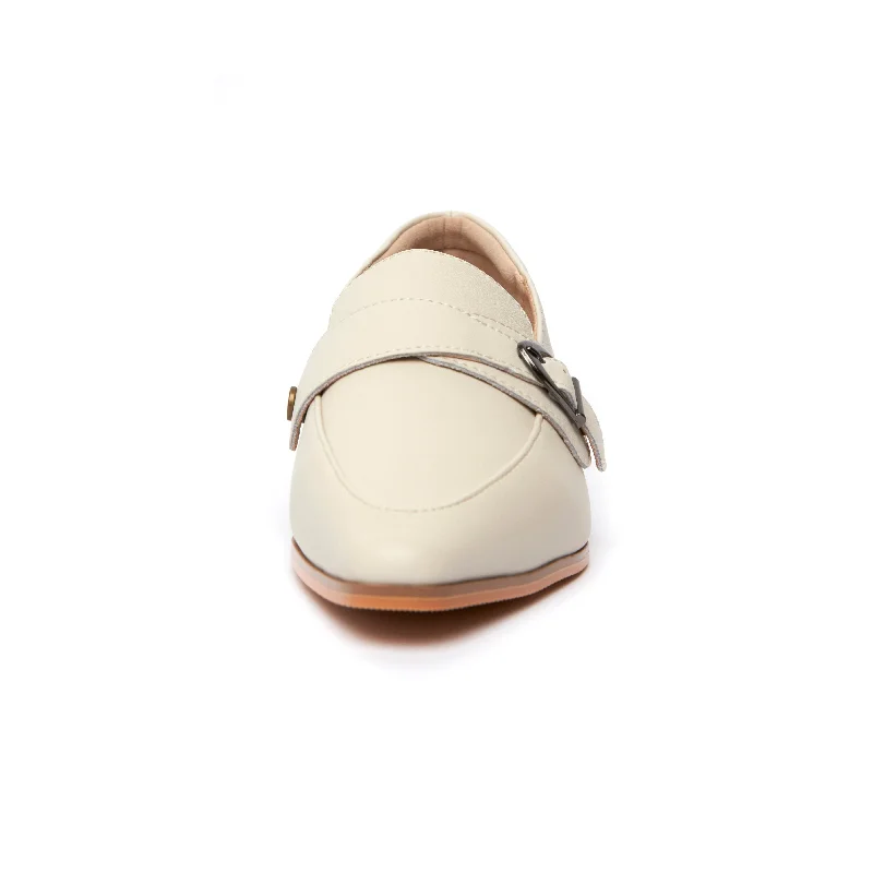 Kristy Buckle Loafers - Beige ( BEI )