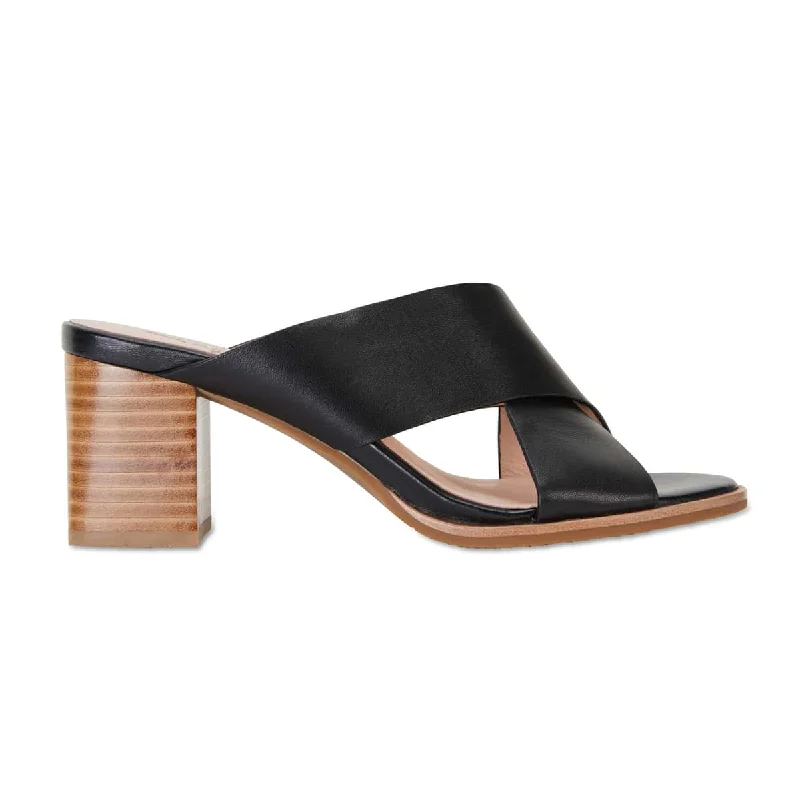 Noosa Heel in Black Leather