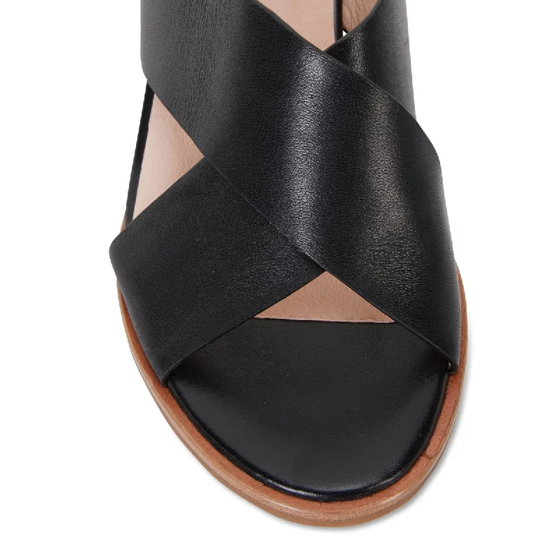 Noosa Heel in Black Leather