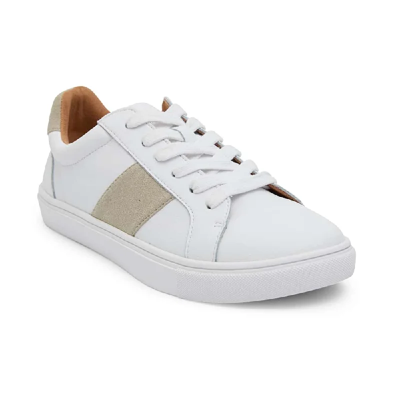 Storm Sneaker in White And Taupe Leather