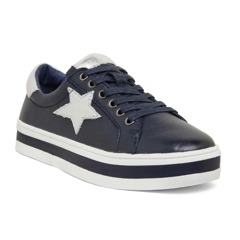 Ultra Sneaker in Navy And Silver Leather