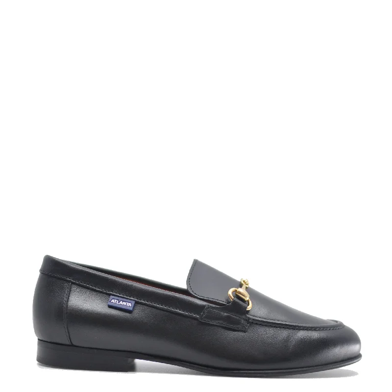 Atlanta Mocassin Black Leather Buckle Dress Shoe