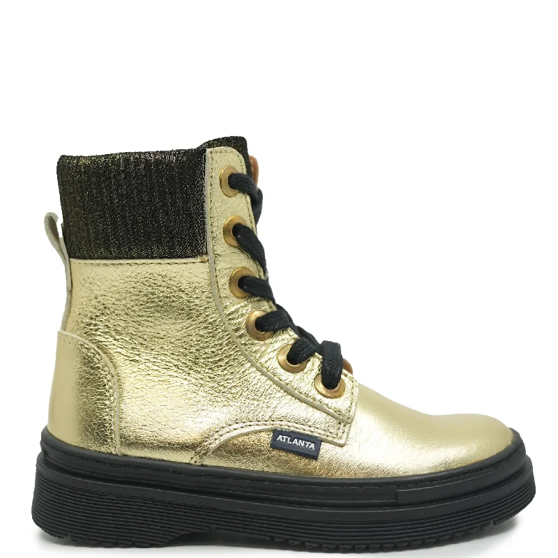 Atlanta Mocassin Gold Metallic Cuff Boot