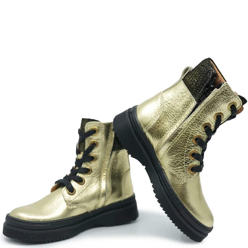 Atlanta Mocassin Gold Metallic Cuff Boot