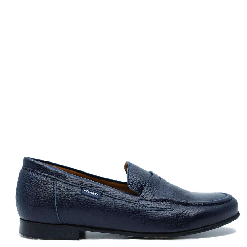 Atlanta Mocassin Navy Grain Penny Dress Shoe