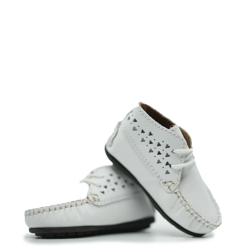 Atlanta Mocassin White Heart Baby Bootie