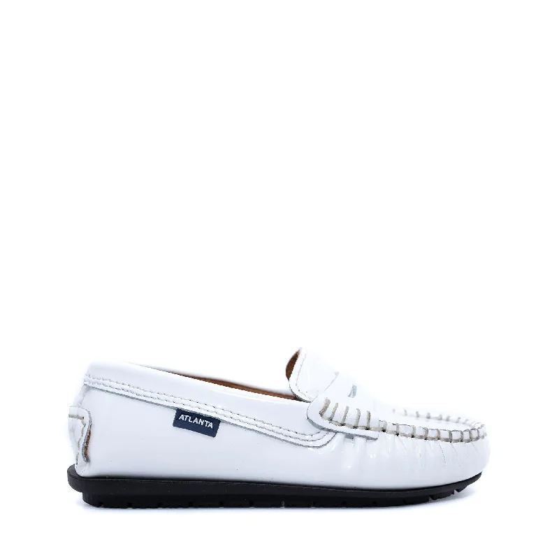 Atlanta Mocassin White Patent Penny Loafer