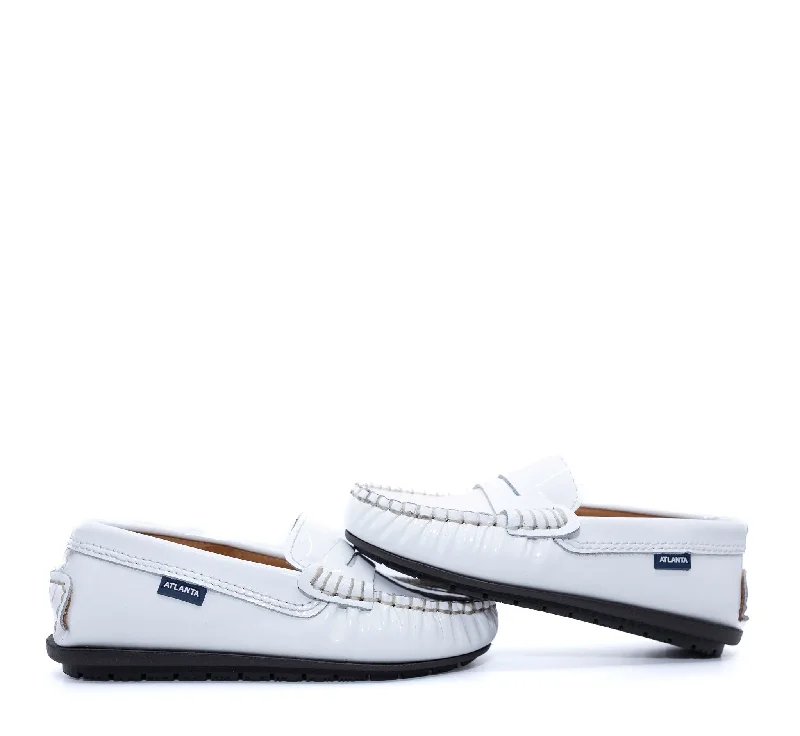 Atlanta Mocassin White Patent Penny Loafer