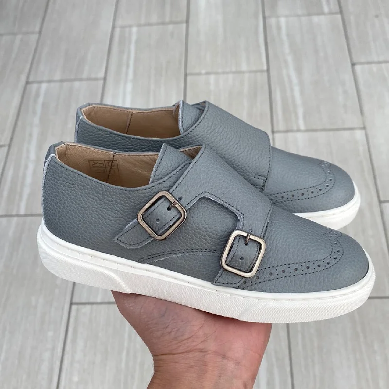 Blublonc Blue Gray Wingtip Dress Sneaker