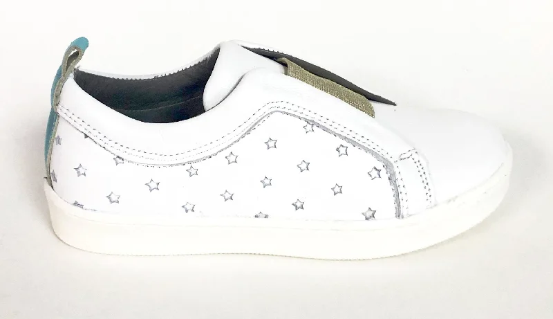 Blublonc White and Gold Star Sneaker