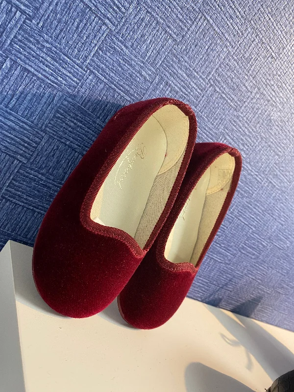 Bonpoint Logo Embroidery Velvet Slipper