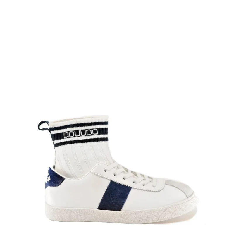 DouUod Navy/ White Striped Sock Lace Sneaker