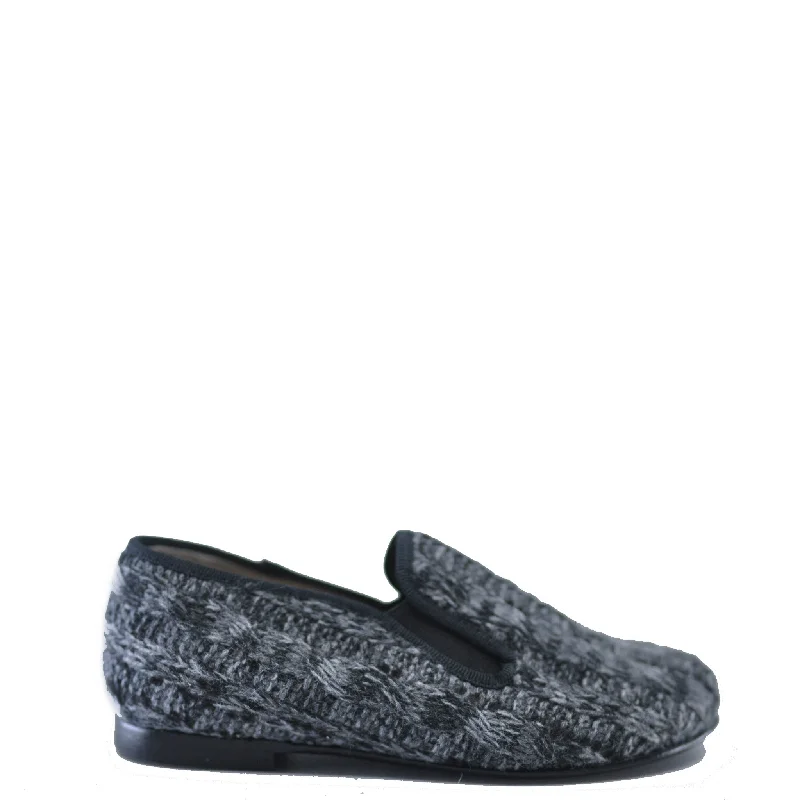 Hoo Gray Cableknit Smoking Loafer