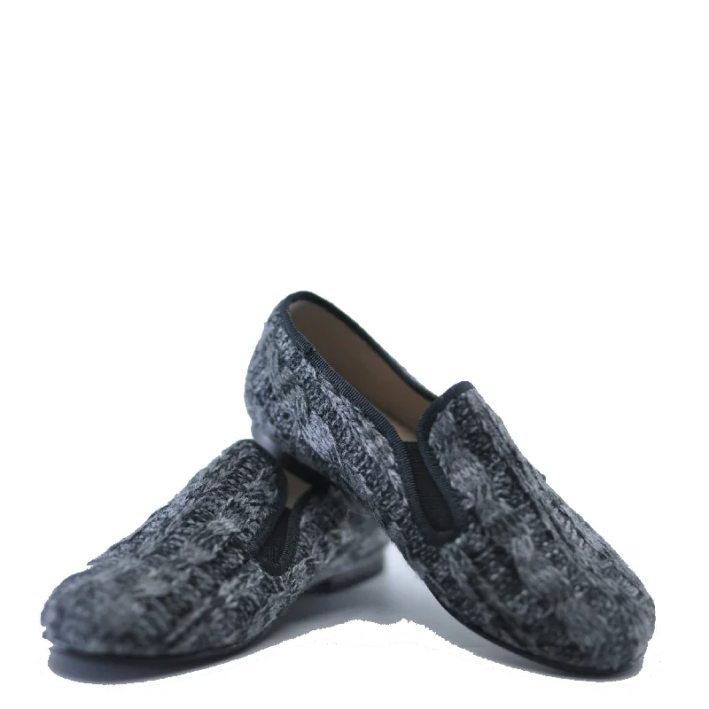 Hoo Gray Cableknit Smoking Loafer