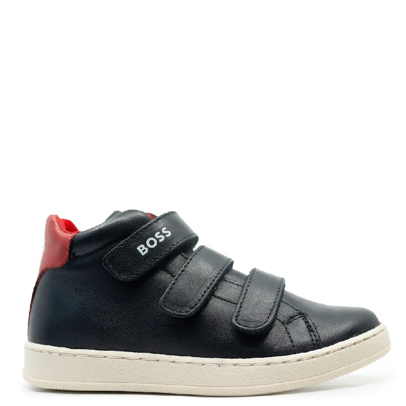 Hugo Boss Black and Red Velcro Baby Sneaker