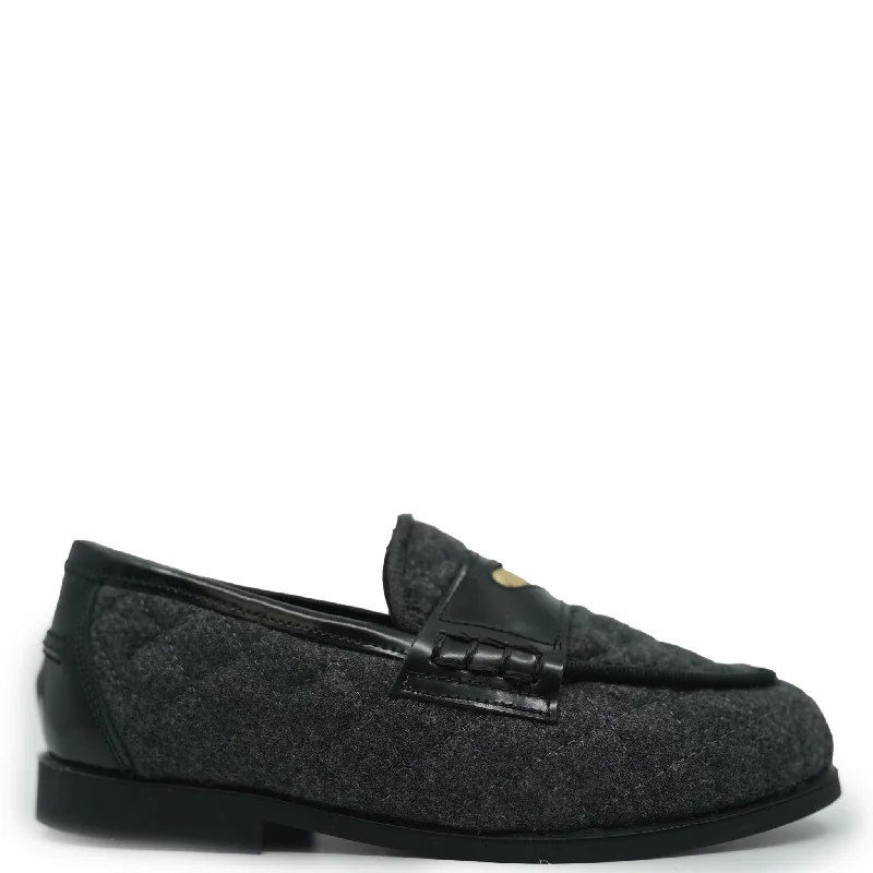 LMDI Gray Wool and Gold Heart Loafer