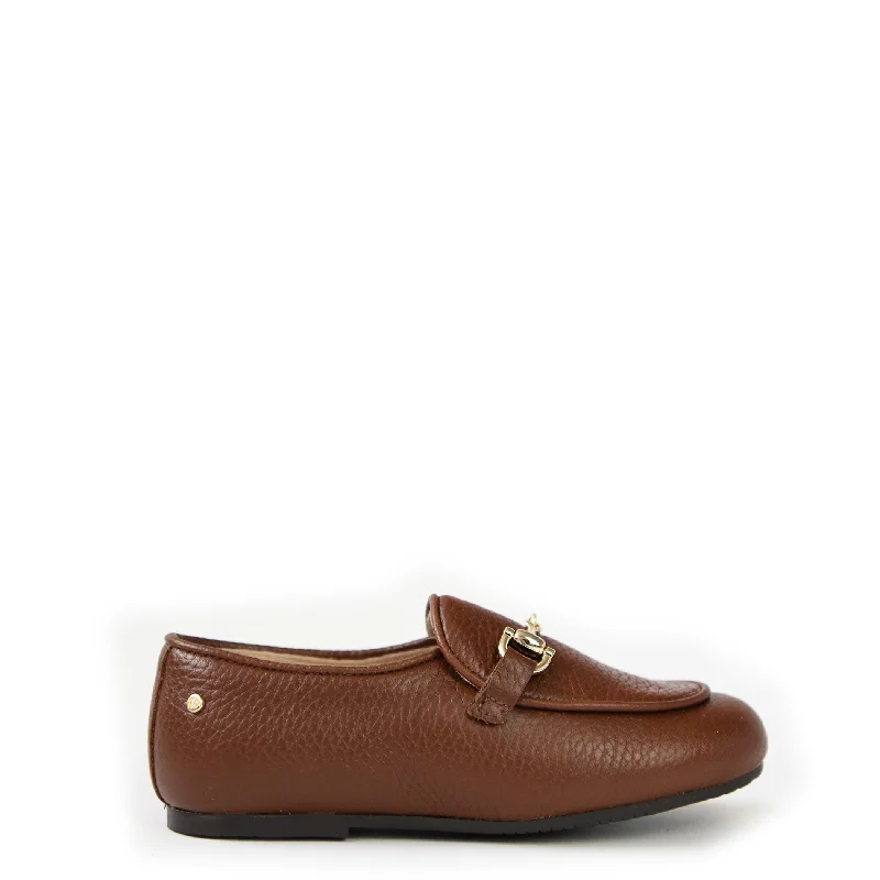 Manuela Brown Pebbled Buckle Loafer