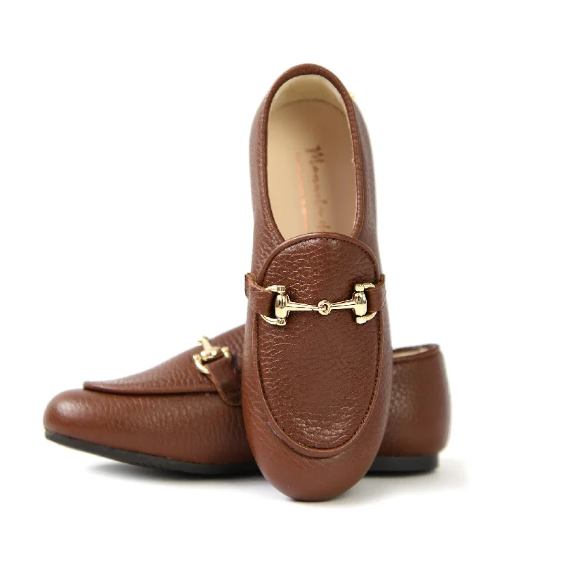 Manuela Brown Pebbled Buckle Loafer