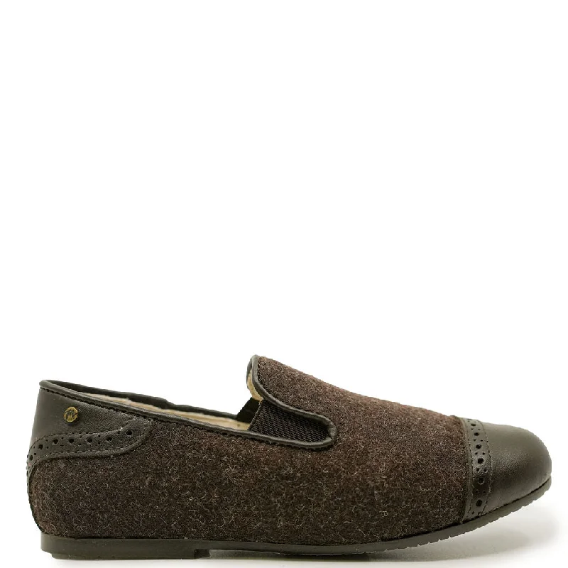 Manuela Brown Wool Captoe Smoking Loafer