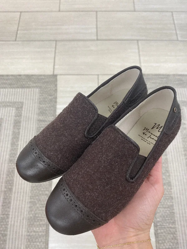 Manuela Brown Wool Captoe Smoking Loafer