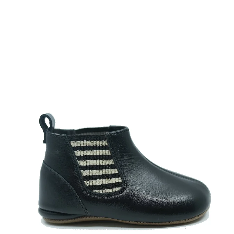 Pepe Black Leather Elastic Bootie