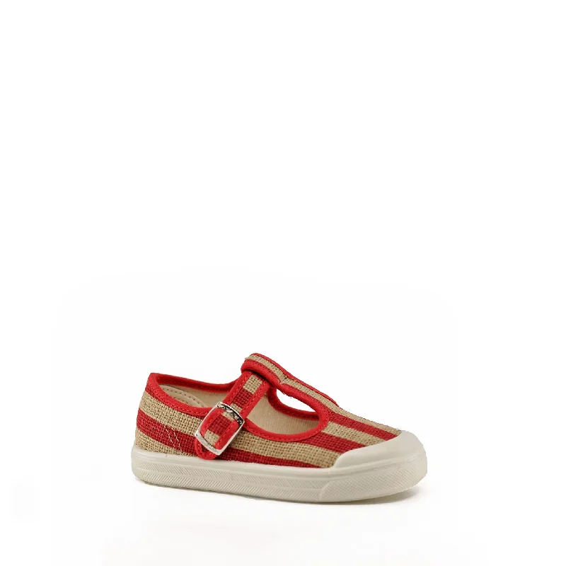 Pepe Striped T-Strap Canvas Sneaker