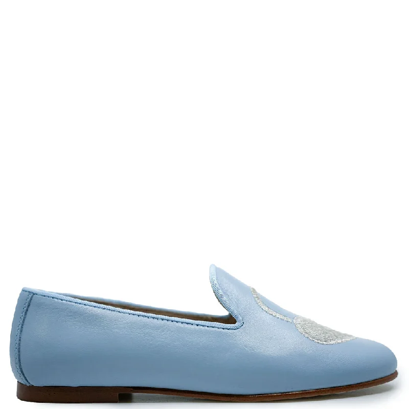 Spain+Co Sky Blue Lock and Key Smoking Loafer