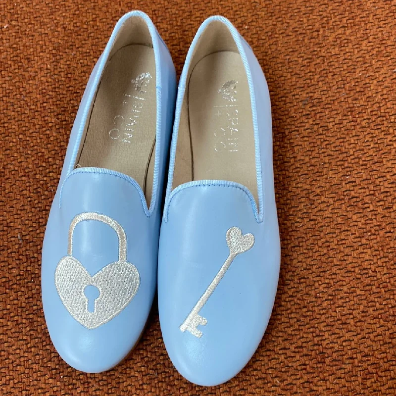 Spain+Co Sky Blue Lock and Key Smoking Loafer