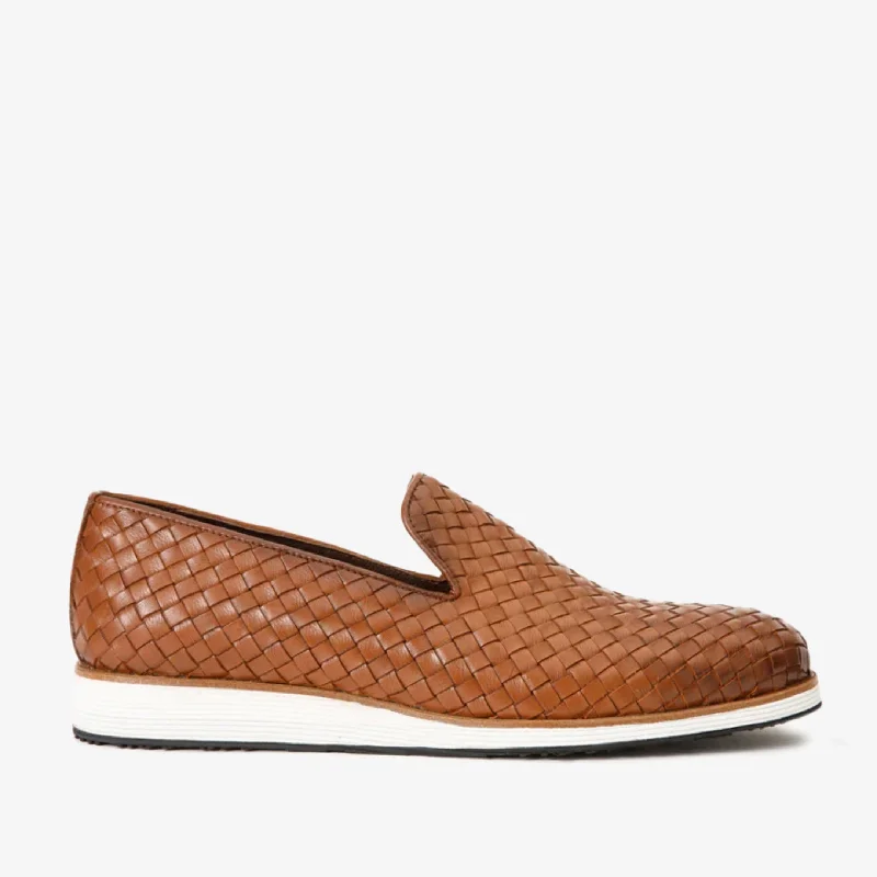 The Ostrava Tan Leather Woven Slip-on Loafer Men Shoe