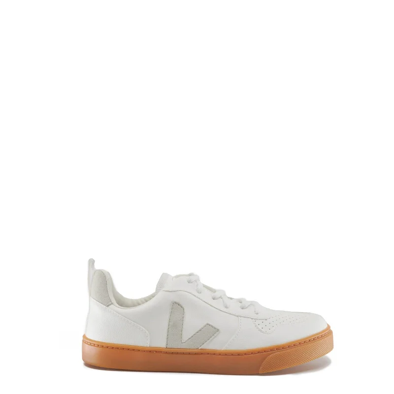 Veja White Lace-up Sneaker with Natural Sole