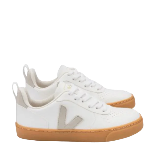 Veja White Lace-up Sneaker with Natural Sole