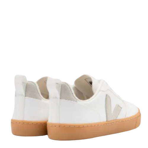 Veja White Lace-up Sneaker with Natural Sole