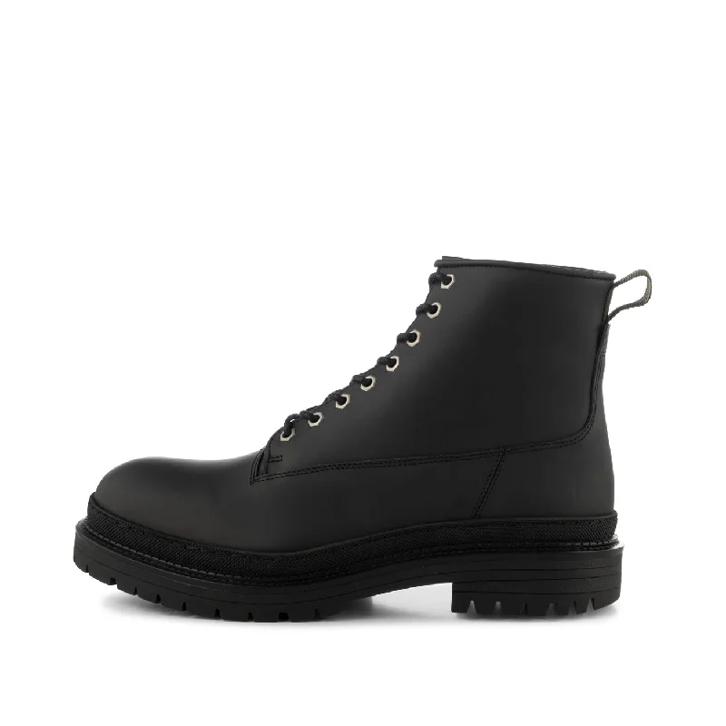 Arvid lace up boot leather warm - BLACK