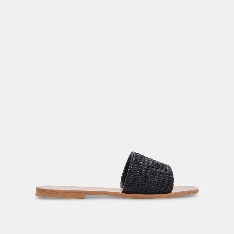 BELLE SANDALS BLACK RAFFIA