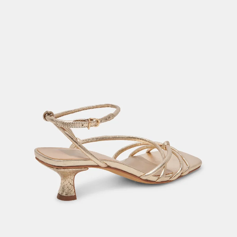 BEV WIDE HEELS GOLD METALLIC LEATHER