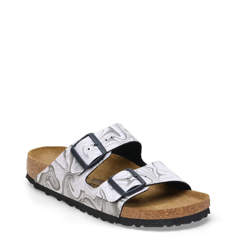 Birkenstock Arizona Birko-Flor Sandal in Marbled Black/White