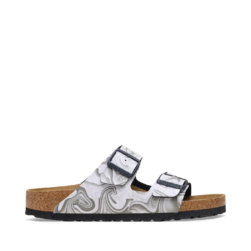 Birkenstock Arizona Birko-Flor Sandal in Marbled Black/White