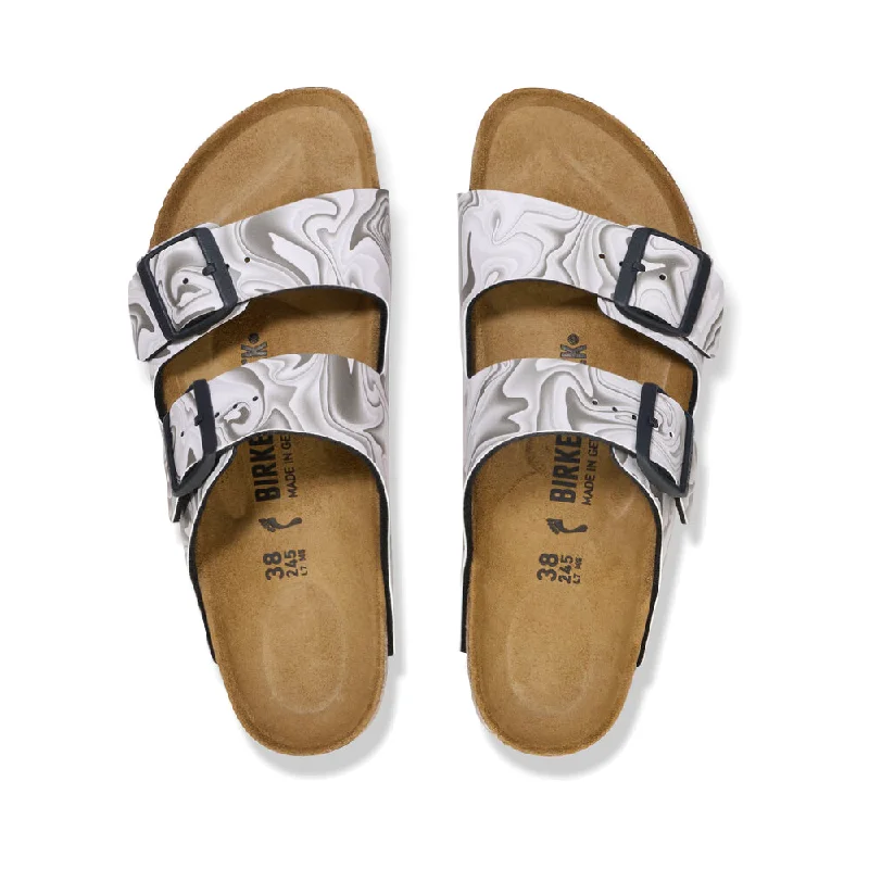 Birkenstock Arizona Birko-Flor Sandal in Marbled Black/White