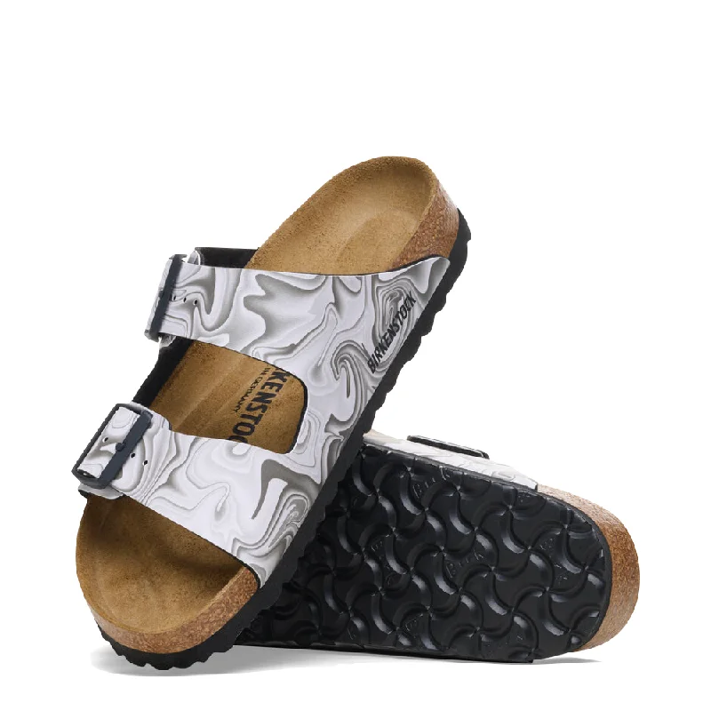 Birkenstock Arizona Birko-Flor Sandal in Marbled Black/White