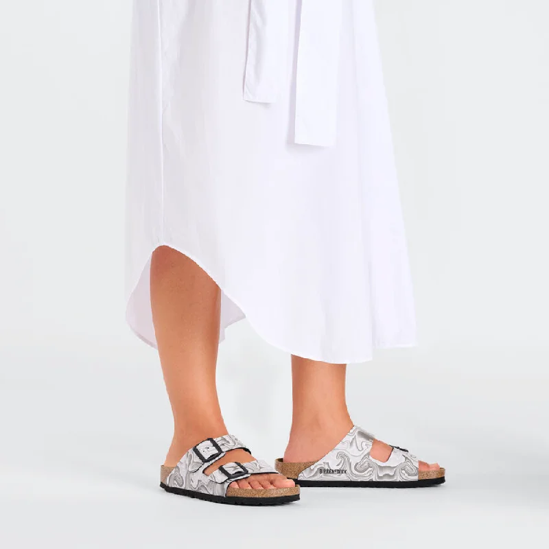 Birkenstock Arizona Birko-Flor Sandal in Marbled Black/White