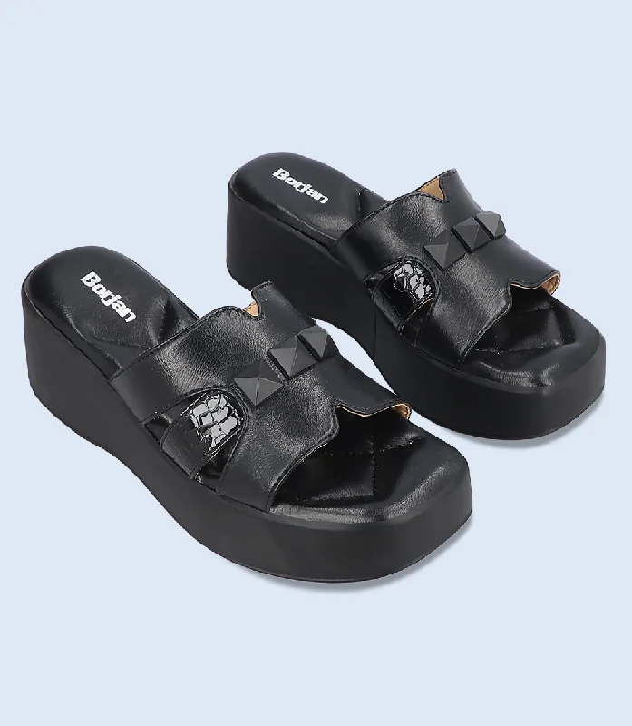 BW6320-Black-Women Platform Slipper