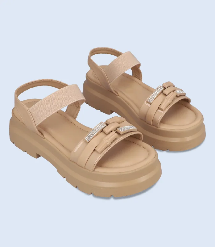 BW6642-BEIGE-Women Platform Sandal