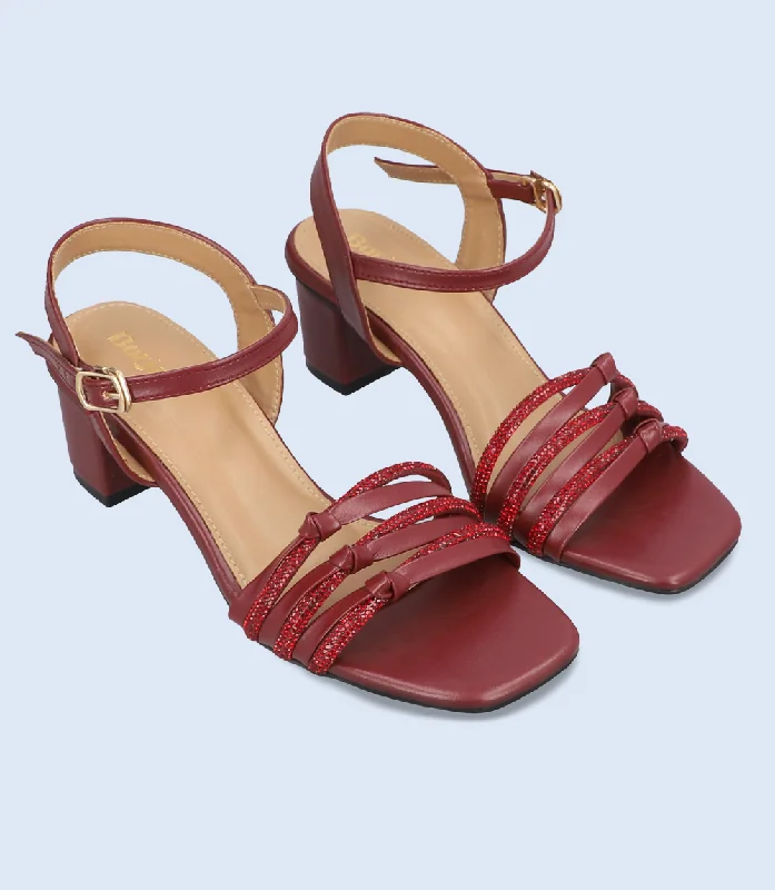 BW9343-MAROON-Women Sandal Heel