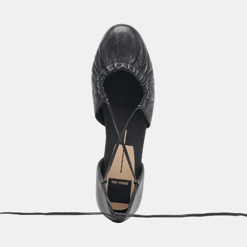 CANCUN BALLET FLATS BLACK LEATHER