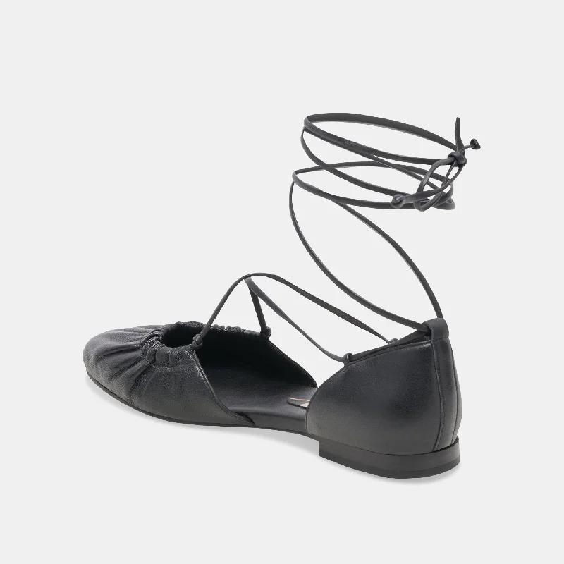 CANCUN BALLET FLATS BLACK LEATHER