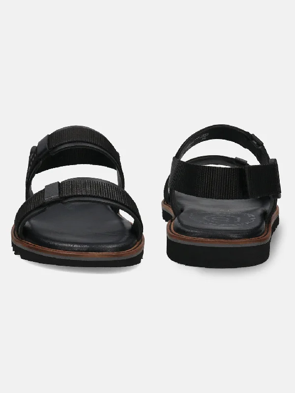 bugatti Black Back Strap Sandals