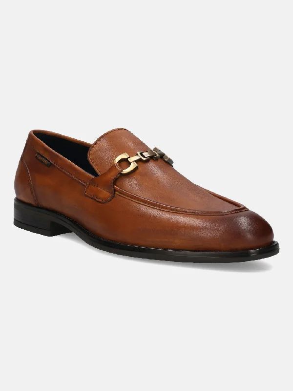 bugatti Cognac Premium Leather Formal Slip-Ons