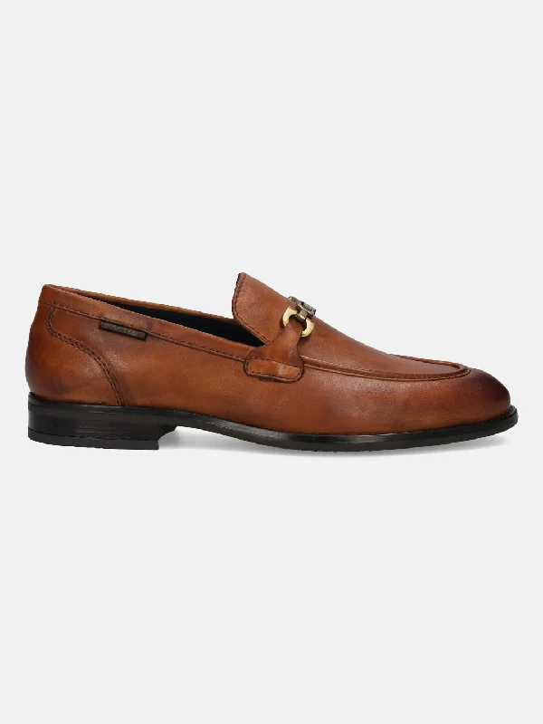 bugatti Cognac Premium Leather Formal Slip-Ons