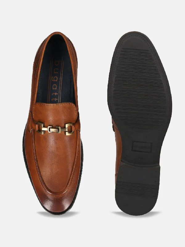 bugatti Cognac Premium Leather Formal Slip-Ons