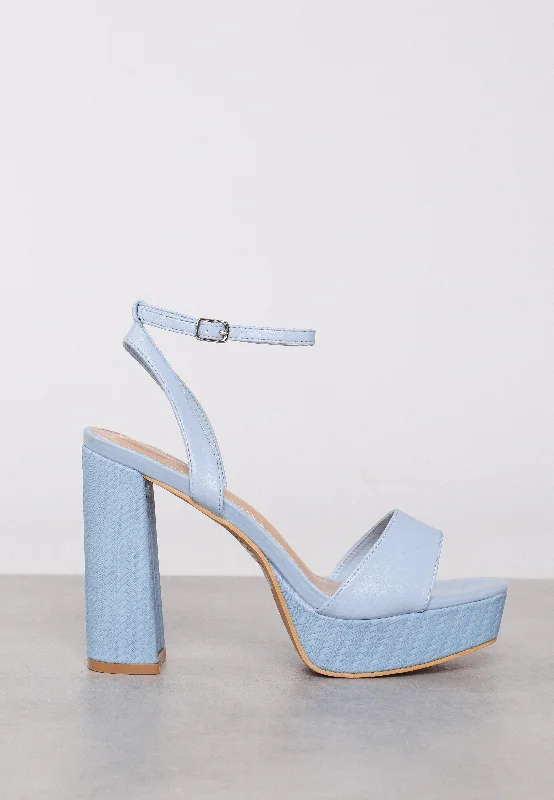 Glamorous Blue Open Toe Platform Heels